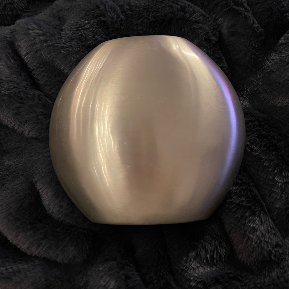 Crate & Barrel Metallic Silver Small Cooper Vase Wide Retired Home Decor Modern